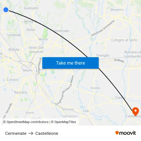 Cermenate to Castelleone map
