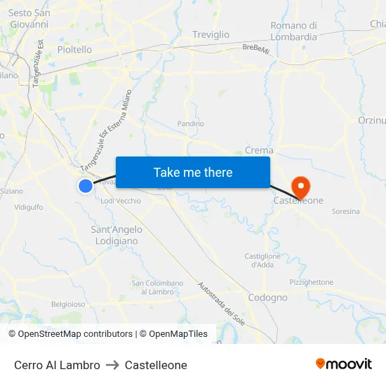 Cerro Al Lambro to Castelleone map