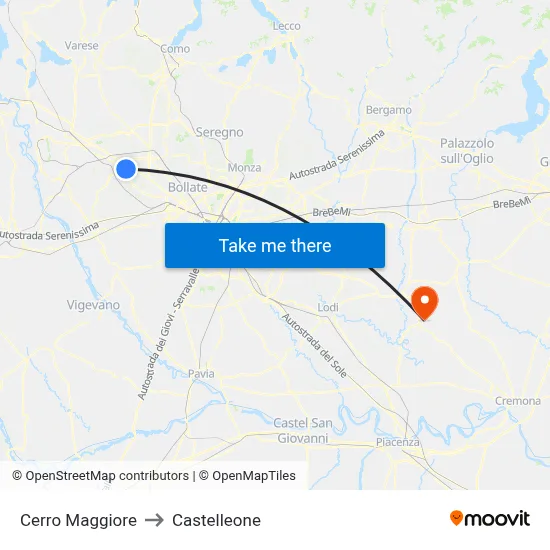 Cerro Maggiore to Castelleone map