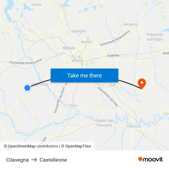 Cilavegna to Castelleone map