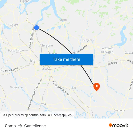 Como to Castelleone map