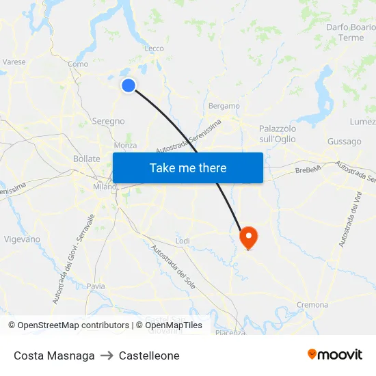 Costa Masnaga to Castelleone map