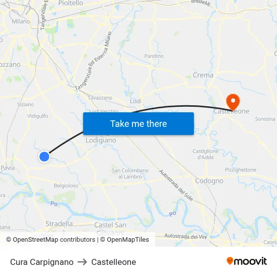 Cura Carpignano to Castelleone map