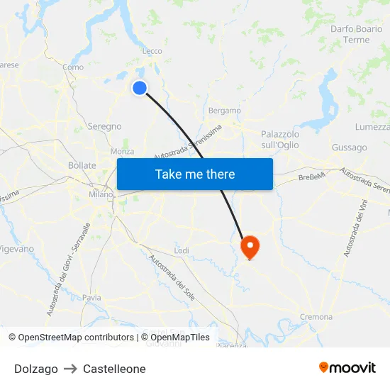 Dolzago to Castelleone map