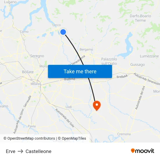 Erve to Castelleone map