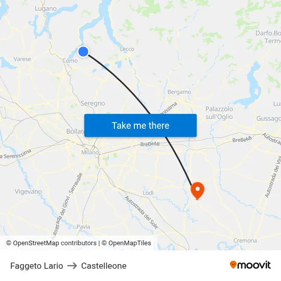 Faggeto Lario to Castelleone map