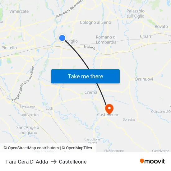 Fara Gera D' Adda to Castelleone map