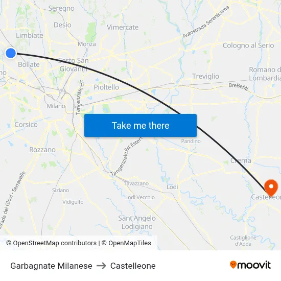 Garbagnate Milanese to Castelleone map