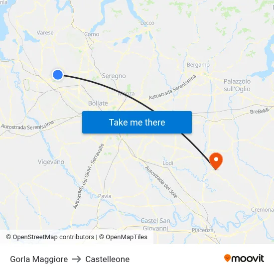 Gorla Maggiore to Castelleone map