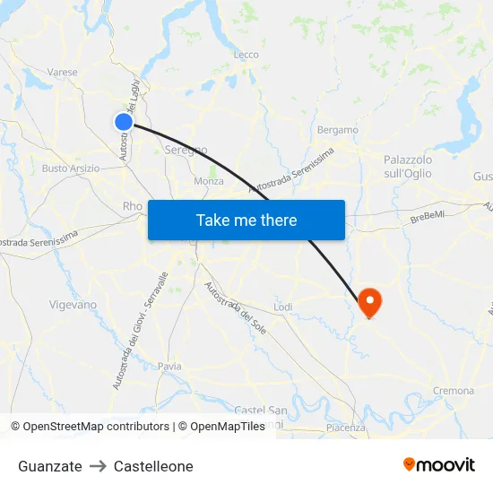 Guanzate to Castelleone map