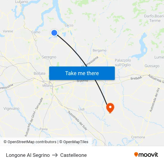 Longone Al Segrino to Castelleone map