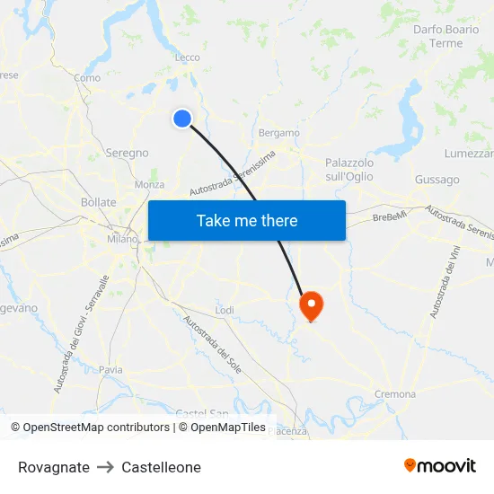 Rovagnate to Castelleone map