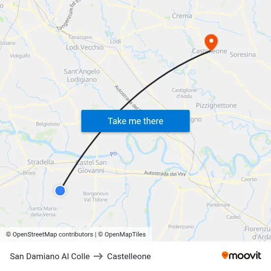 San Damiano Al Colle to Castelleone map
