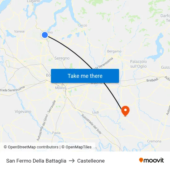 San Fermo Della Battaglia to Castelleone map