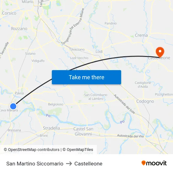 San Martino Siccomario to Castelleone map