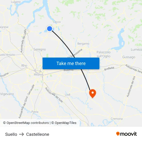 Suello to Castelleone map