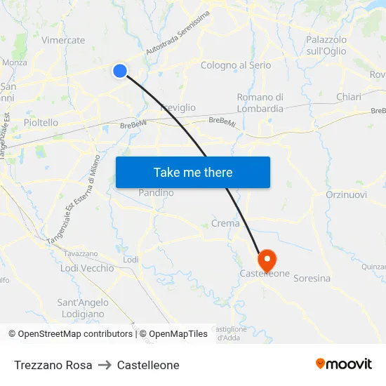 Trezzano Rosa to Castelleone map
