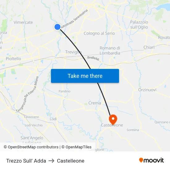 Trezzo Sull' Adda to Castelleone map