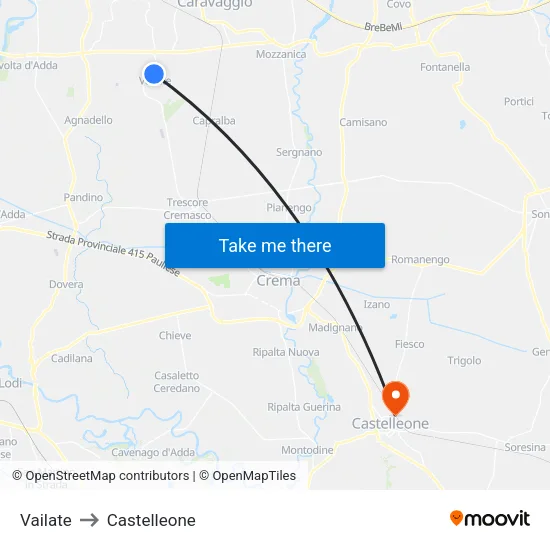 Vailate to Castelleone map