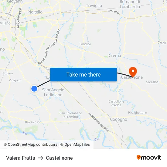 Valera Fratta to Castelleone map
