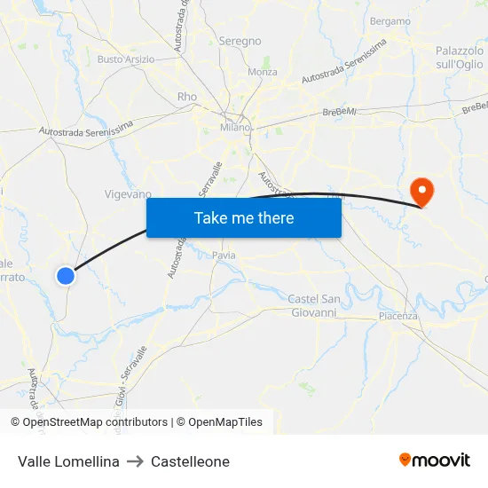 Valle Lomellina to Castelleone map