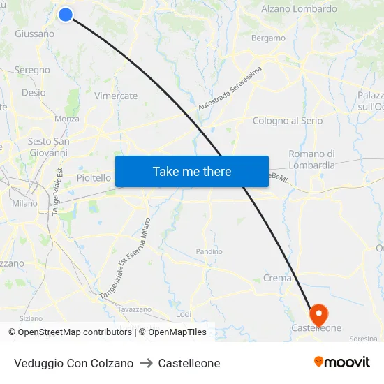 Veduggio Con Colzano to Castelleone map