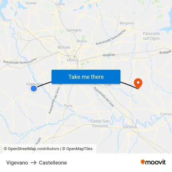 Vigevano to Castelleone map