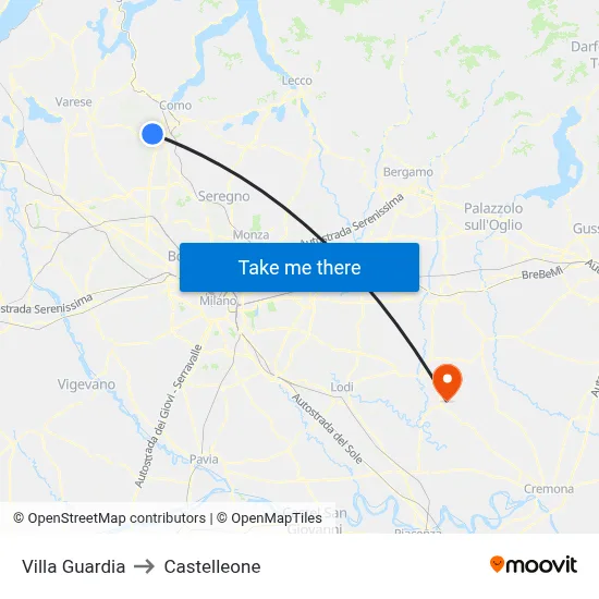 Villa Guardia to Castelleone map