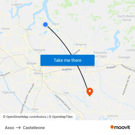 Asso to Castelleone map