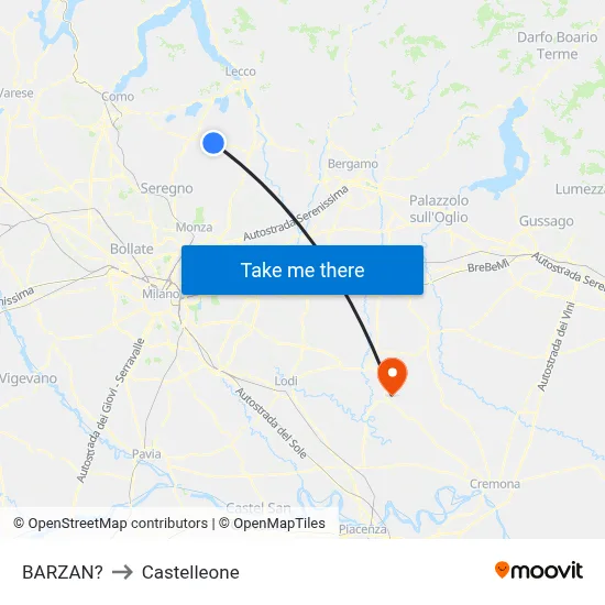 Barzan to Castelleone map
