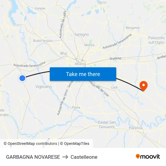 Garbagna Novarese to Castelleone map