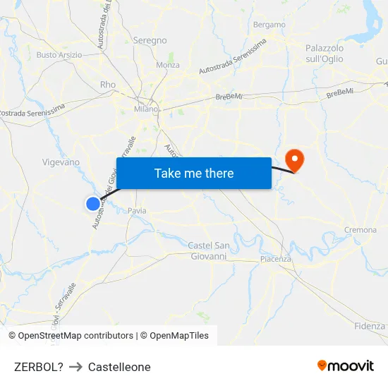 Zerbol to Castelleone map