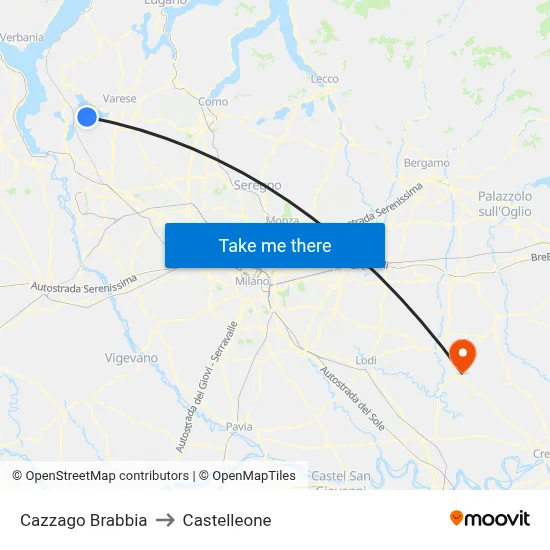 Cazzago Brabbia to Castelleone map