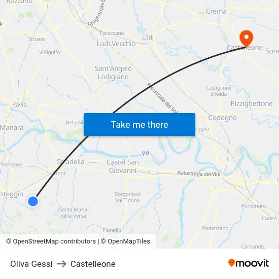 Oliva Gessi to Castelleone map