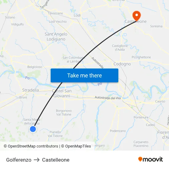 Golferenzo to Castelleone map