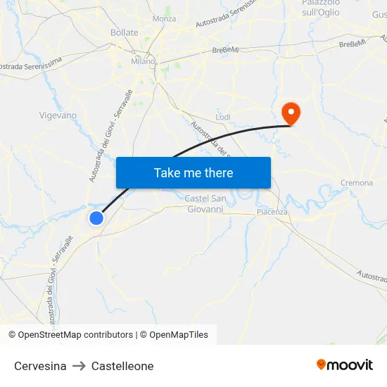Cervesina to Castelleone map