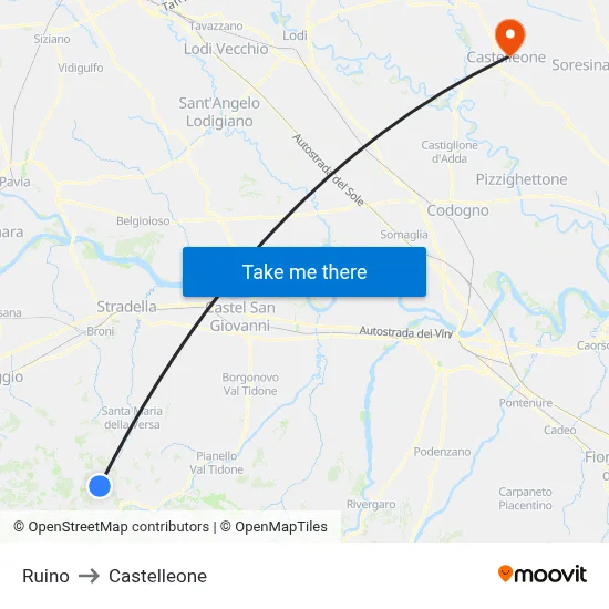 Ruino to Castelleone map