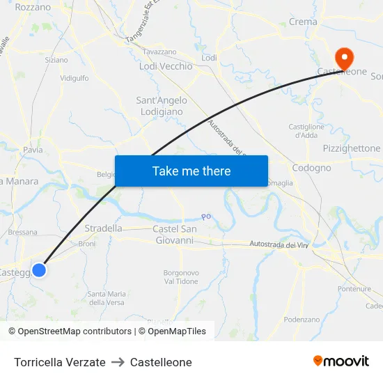 Torricella Verzate to Castelleone map