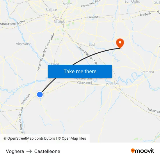 Voghera to Castelleone map