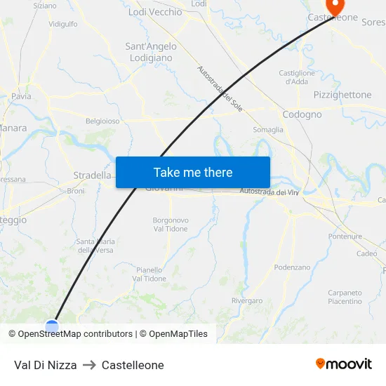 Val Di Nizza to Castelleone map