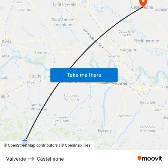 Valverde to Castelleone map