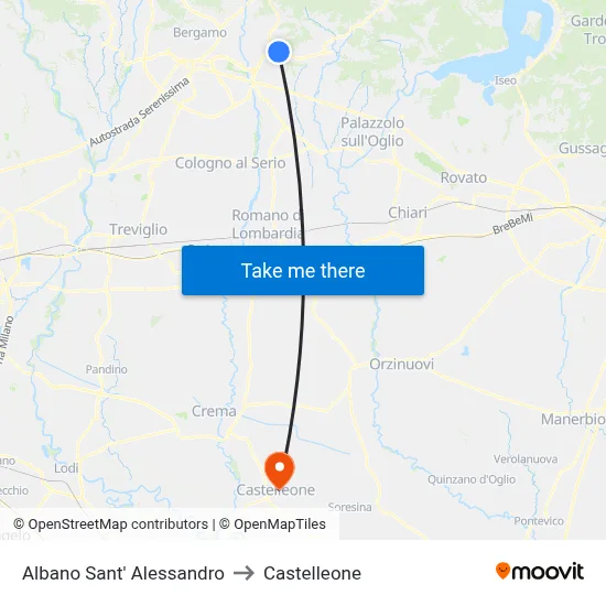 Albano Sant' Alessandro to Castelleone map