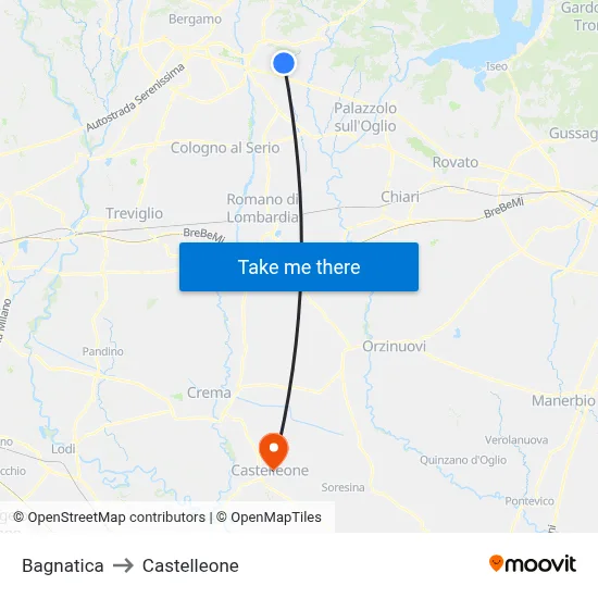 Bagnatica to Castelleone map