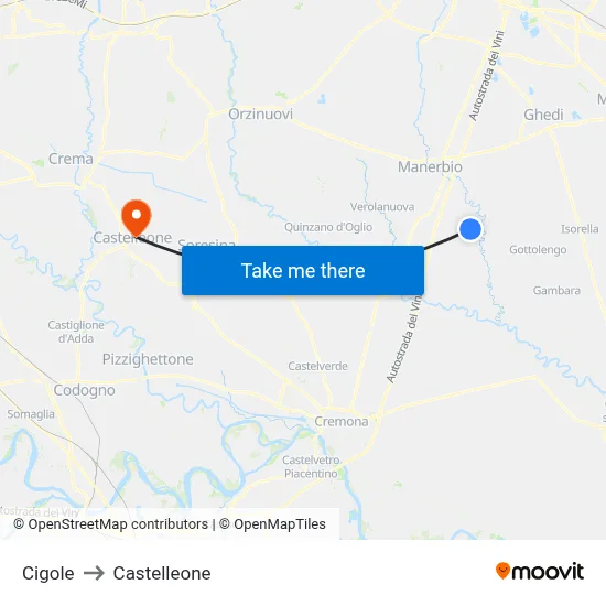 Cigole to Castelleone map