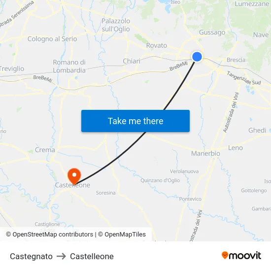 Castegnato to Castelleone map