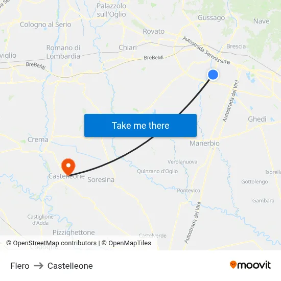 Flero to Castelleone map