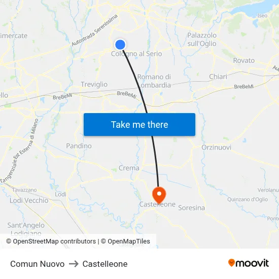 Comun Nuovo to Castelleone map
