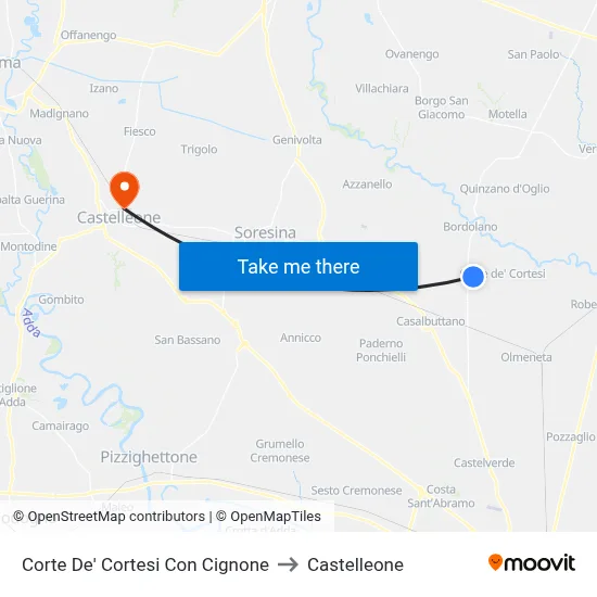 Corte De' Cortesi Con Cignone to Castelleone map