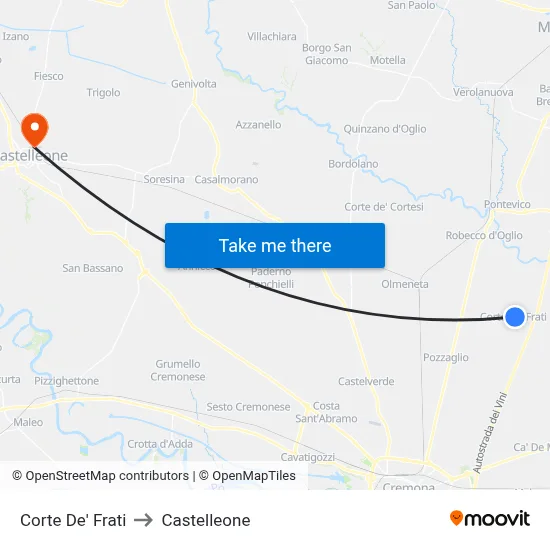 Corte de' Frati to Castelleone map
