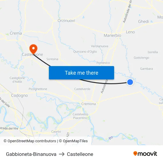 Gabbioneta-Binanuova to Castelleone map